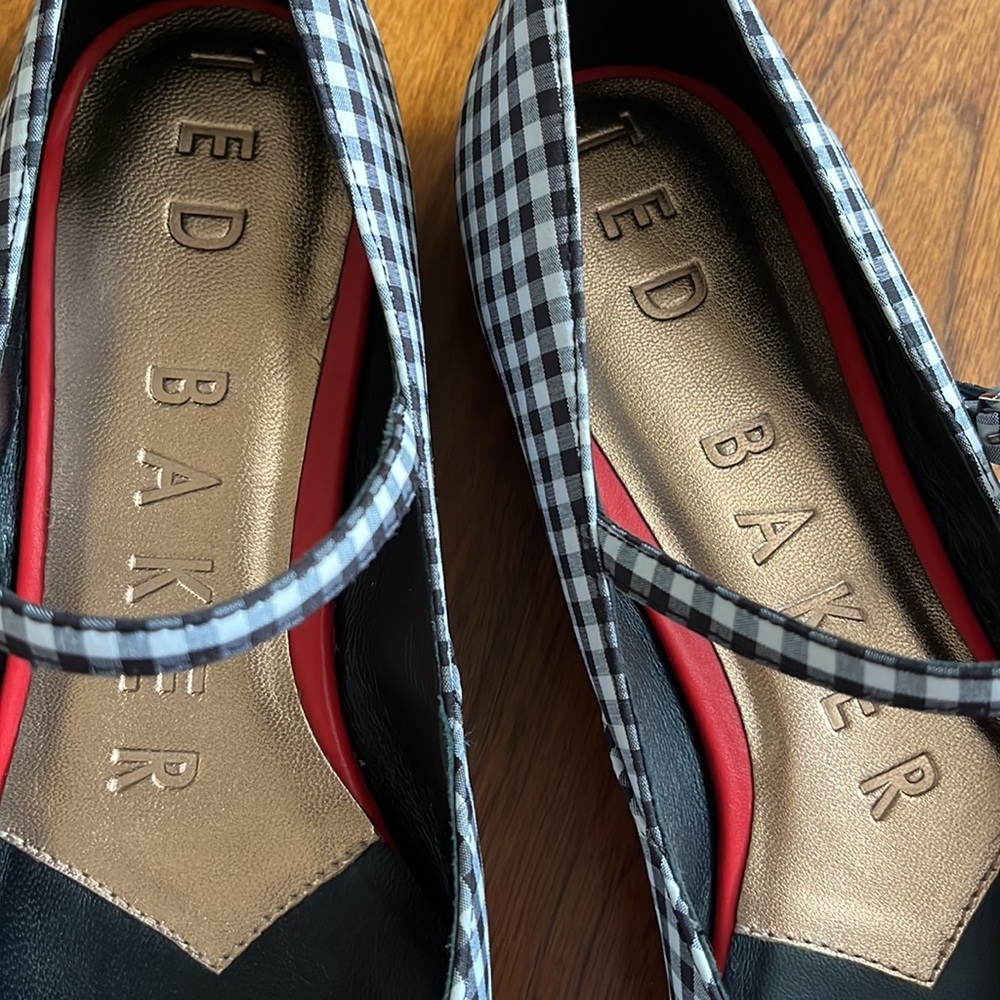 Ted Baker Hujig Gingham Mary Jane Flat, NEW - Picture 11 of 17